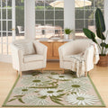 Nourison Aloha 5 x 8 Ivory Green Fabric Outdoor Area Rug (5 x 8)