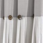 Lush Decor Linen Button Shower Curtain, 72'' W X 84'' L, Gray & Off White - Rustic Extra Long Shower Curtain - Color Block Bath