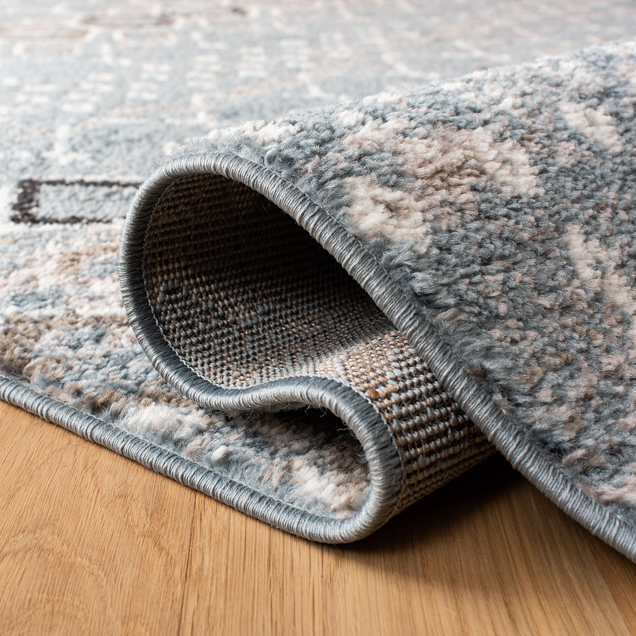 Safavieh Amsterdam Collection Runner Rug - 2'3'' X 12', Blue & Ivory, Moroccan Boho Design, Non-Shedding & Easy Care, Ideal For