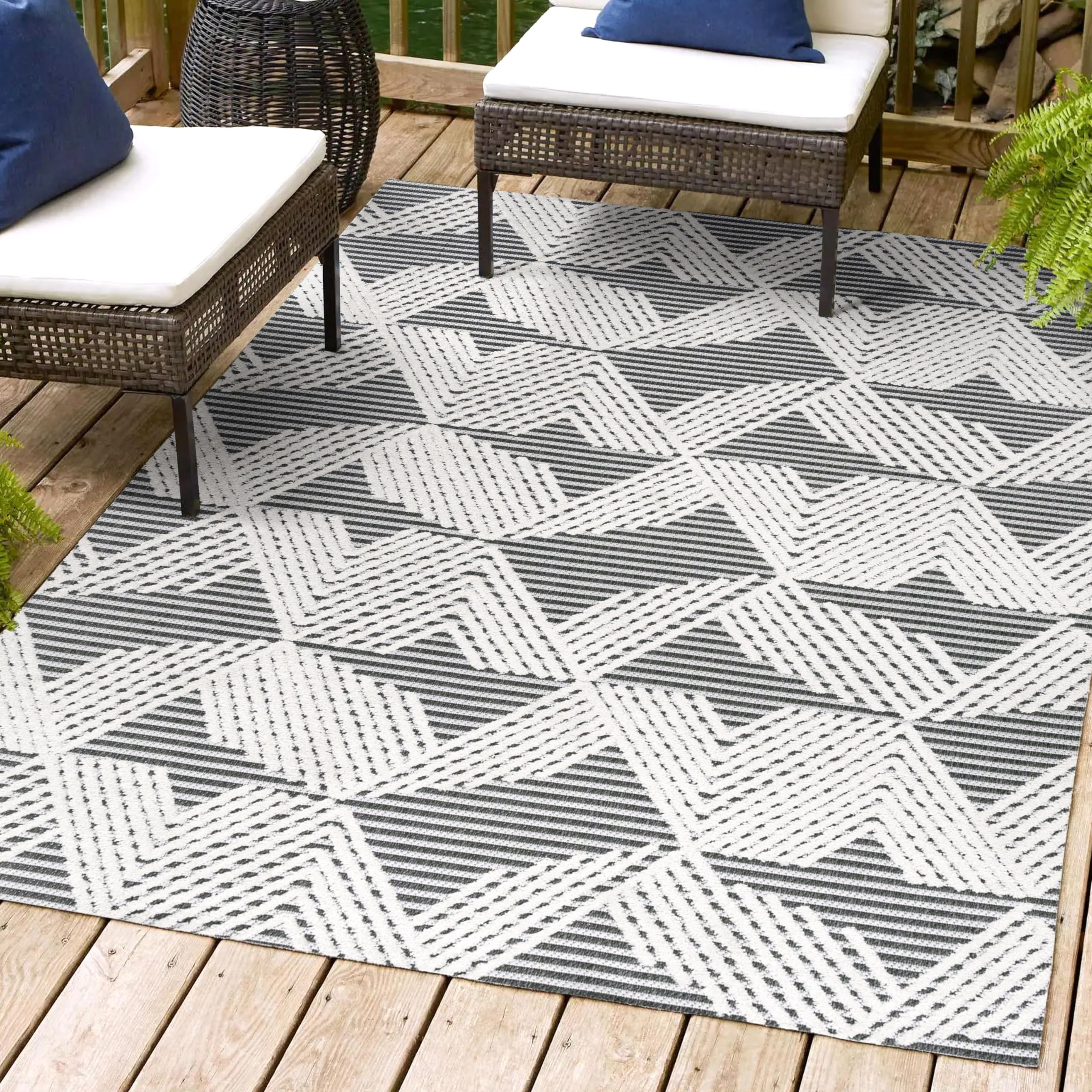 Jonathan Y Sbh106A-3 Jazz High-Low Pile Art Deco Geometric Indoor Outdoor Area Rug, Bohemian, Casual, Contemporary Easy Cleaning