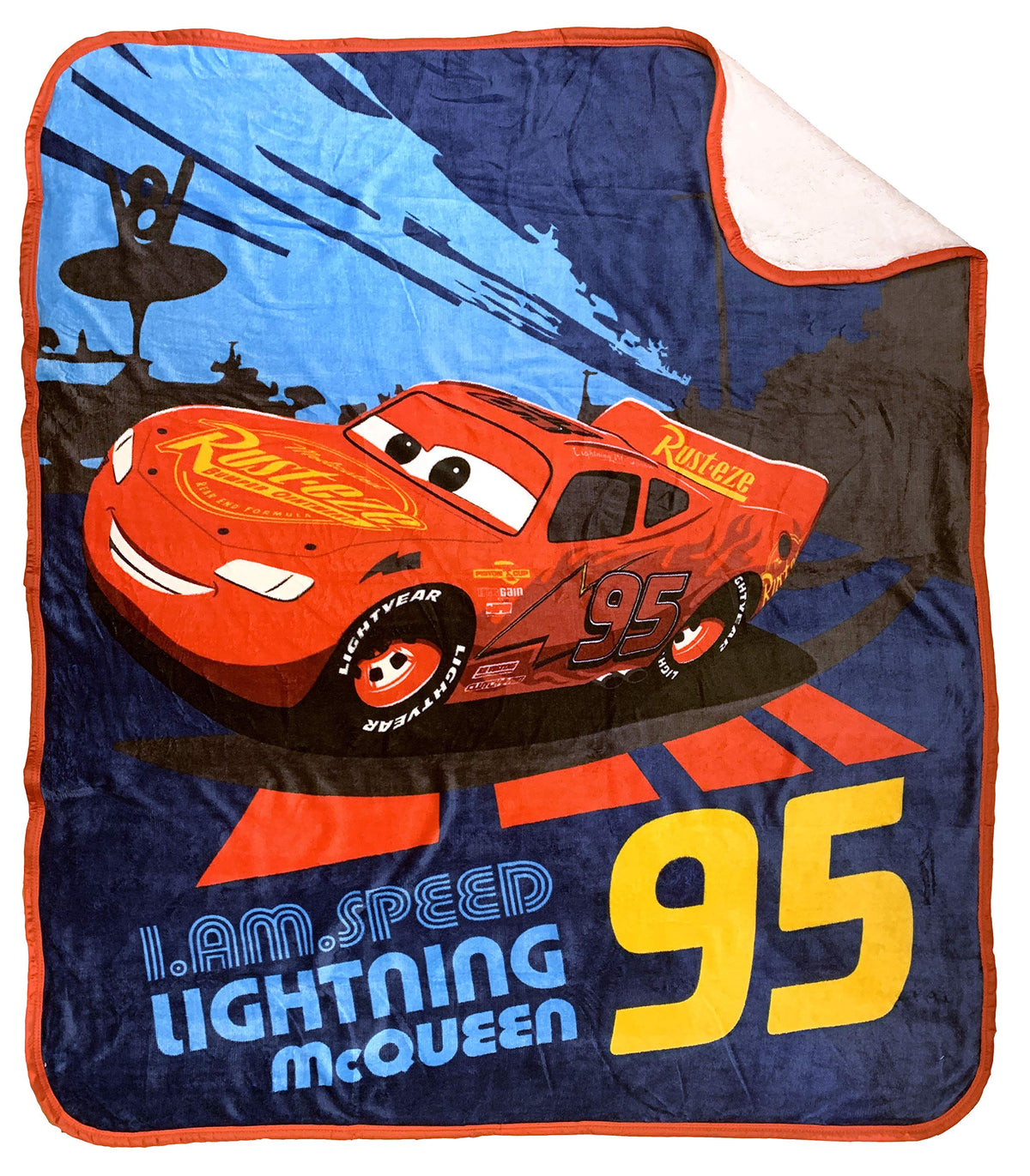 Jay Franco Disney Pixar Cars Lightning Mcqueen Sherpa Throw Blanket - Measures 50 X 60 Inches, Kids Bedding - Fade Resistant Sup