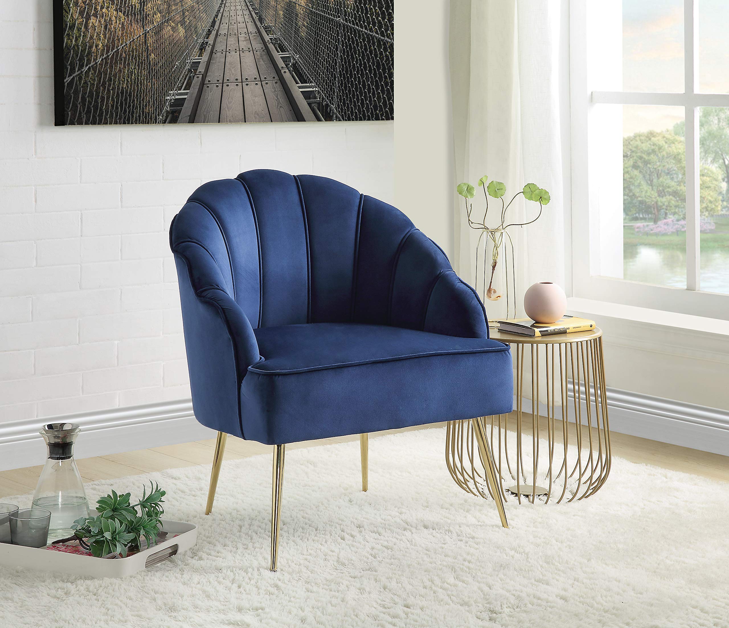 Lilola Home Lhf-88878Be Accent Chair, Blue
