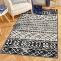 KUTA 3x5 Black Navy Blue Boho Rug for Living Room, Moroccan Washable Kitchen Rugs Non Slip, Ultra Soft Print Geometric Entry Rug