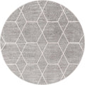 Unique Loom Trellis Frieze Collection Area Rug - Geometric (6 Round, Light Gray/ Ivory)