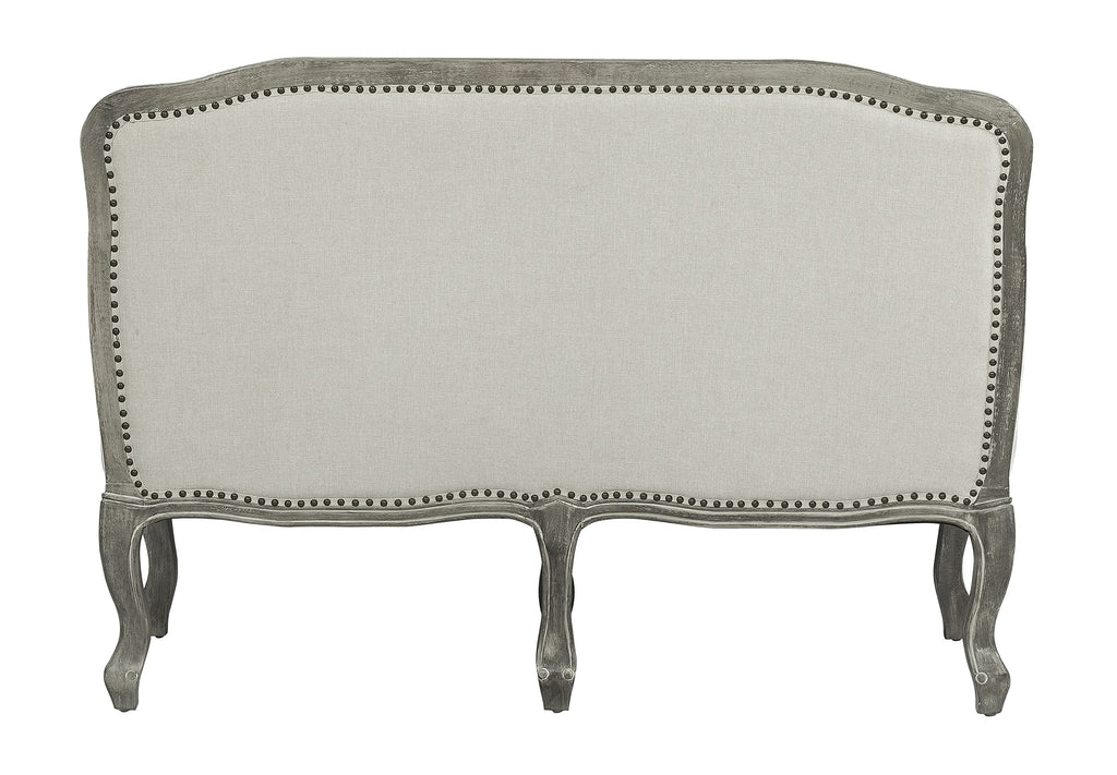 Acme Furniture Upholstered Loveseat with Nailhead Trim, Cream and Brown