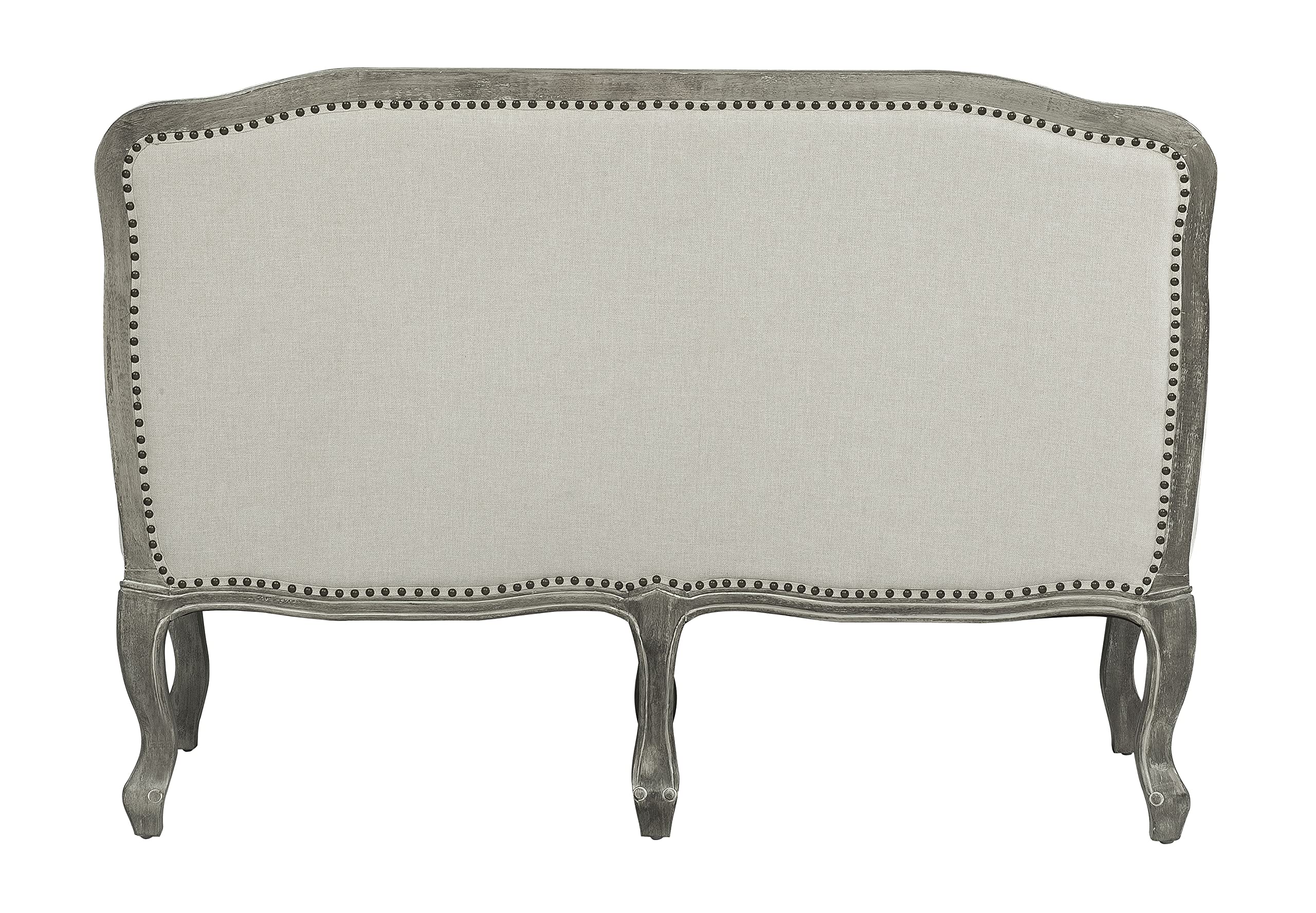 Acme Furniture Upholstered Loveseat with Nailhead Trim, Cream and Brown