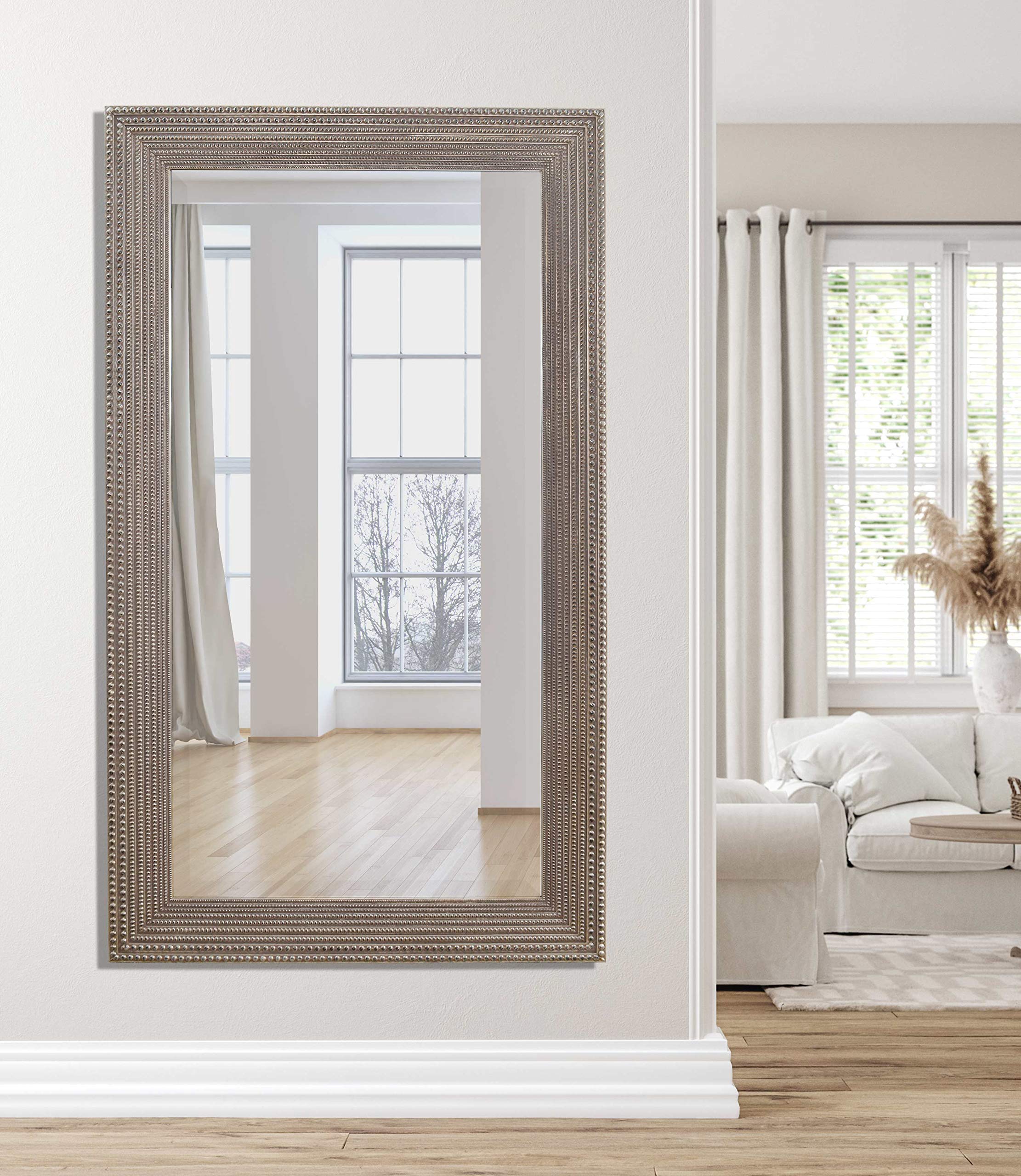 Timeless Reflections By Afd Home 11116607 Beaded Mirror, Silver Finish