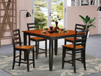 East West Furniture FAIR5-BLK-W Fairwind 5 Piece Kitchen Counter Height Set Includes a Square Pub Table with Pedestal and 4 Dining Room Chairs, 54x54 Inch