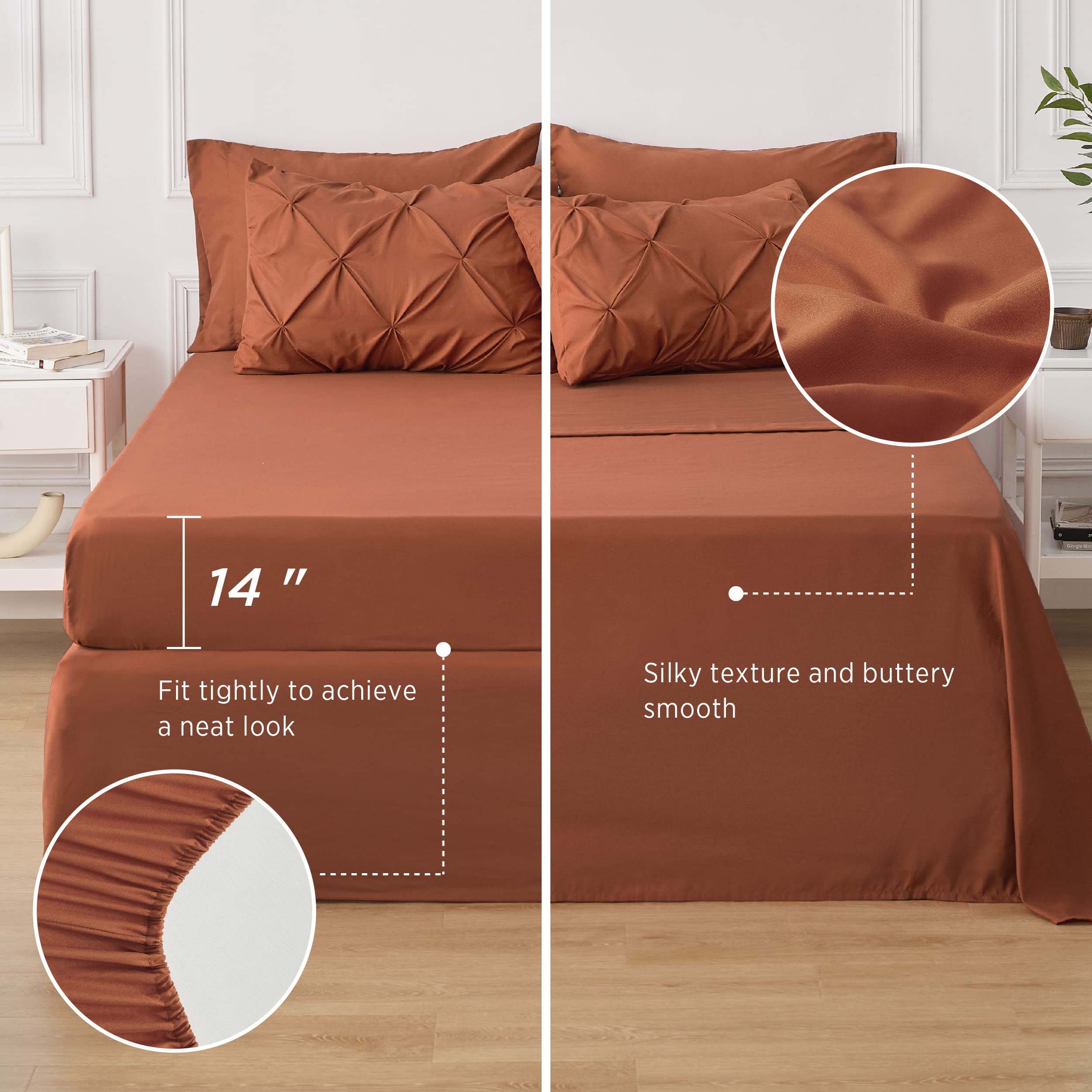 Bedsure Full Size Comforter Sets - Bedding Sets Full 7 Pieces, Bed In A Bag Burnt Orange Bed Sets With Comforter, Sheets, Pillow