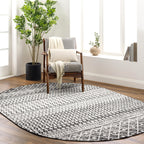 Livabliss Chester Boho Moroccan Area Rug,6'7'' x 9' Oval,Black