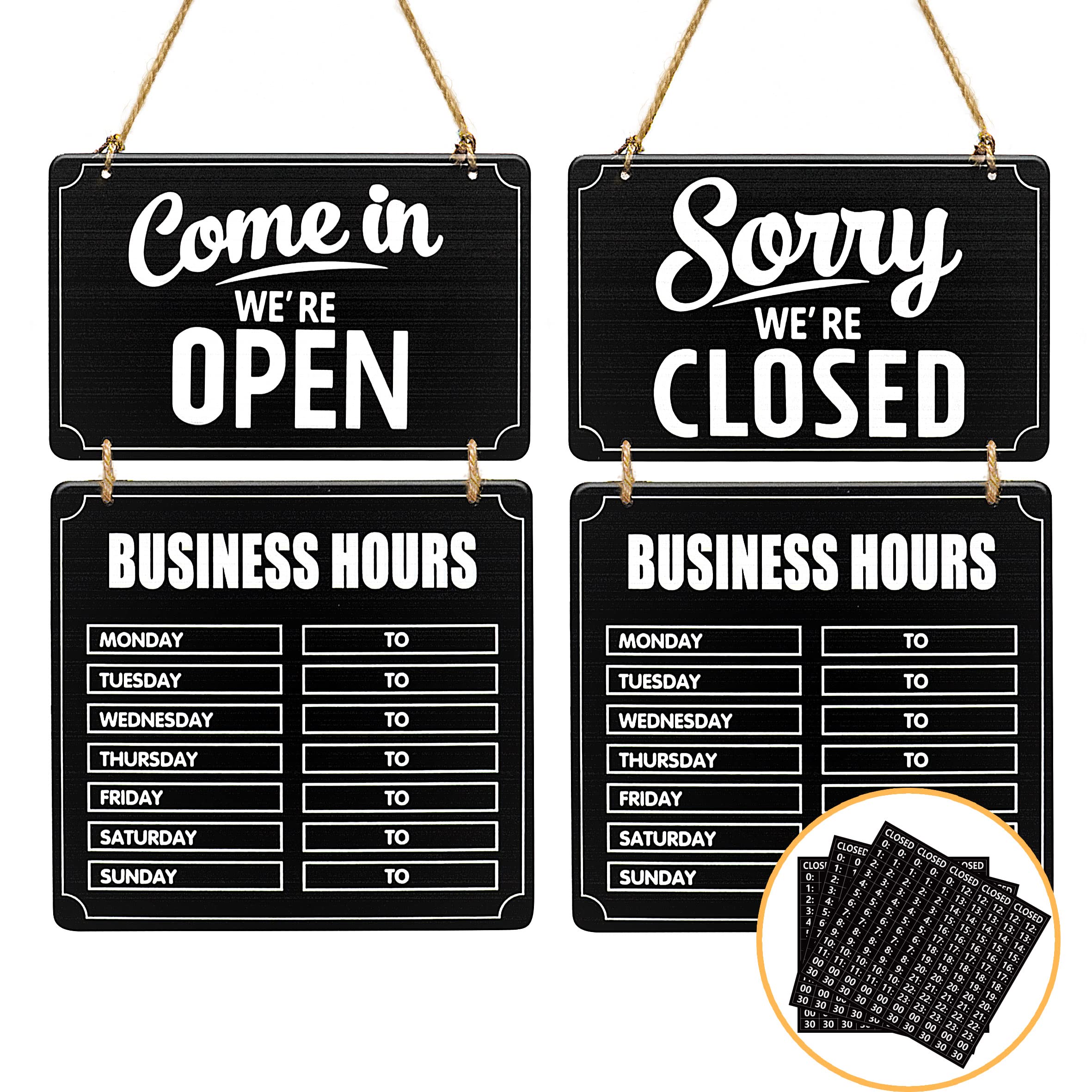 Lesnala Business Hours Sign, Hanging Open And Closed Sign, Store Hours Signs For Business Wooden Store Open And Closed Double Si