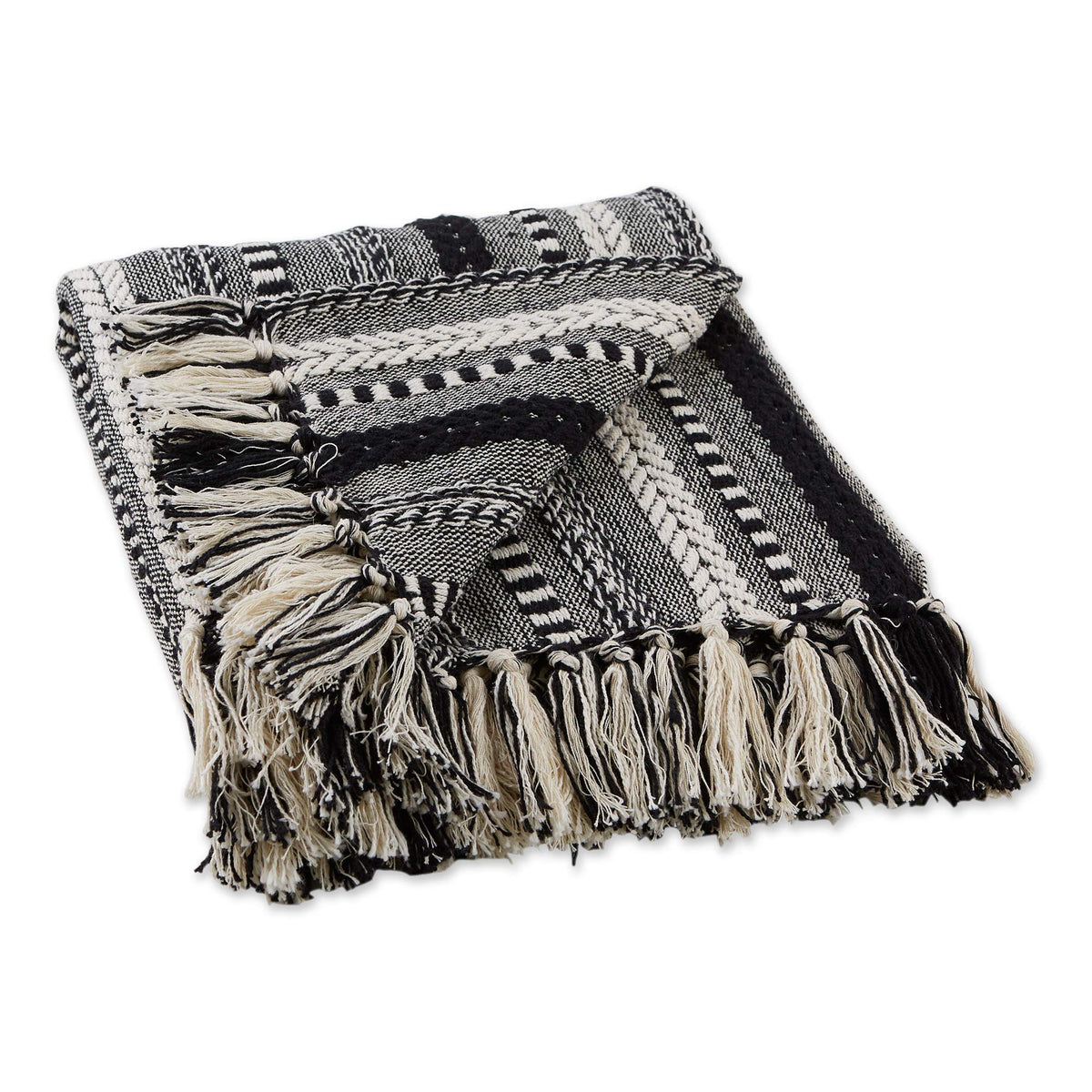 Dii Braided Striped Throw, 50X60, Black