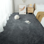 Area Rugs 9X12 Living Room: Shag Area Rug For Living Room - Gray Large Plush Fluffy Carpet (Grey, 9X12 Feet)