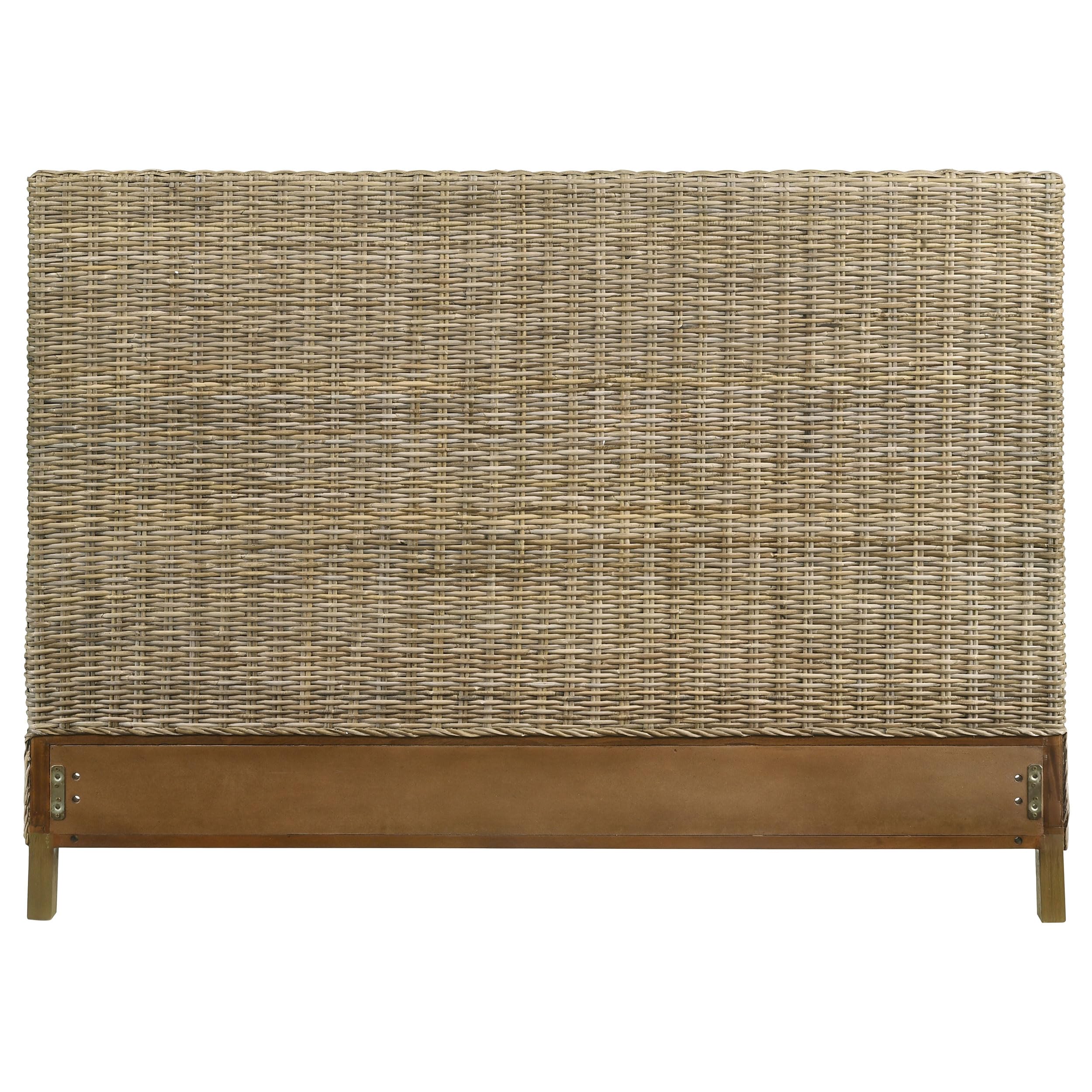 Coaster Home Furnishings Zyla Coastal 49-inch Hand Woven Rattan Panel Headboard for Bedroom Eastern King Size Kubu Grey 360181KEB1