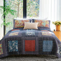 Secgo King Size Comforter Set- 100% Cotton Quilt King Size Set, Black Bedspreads (96 * 108 Inch) With 2 Pillow Shams, Patchwork