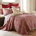 Levtex Home - Spruce Red Quilt Set - Full/Queen Quilt (88X92In.) + Two Standard Pillow Shams (26X20In.) - Paisley Pattern In Bur