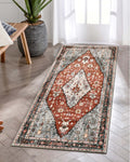Lahome Boho Tribal Runner Rug - 2x4.3 Red Washable Kitchen Rug Soft Bedroom Mat, Non Slip Kid Pet Friendly Long Bathroom Carpet 