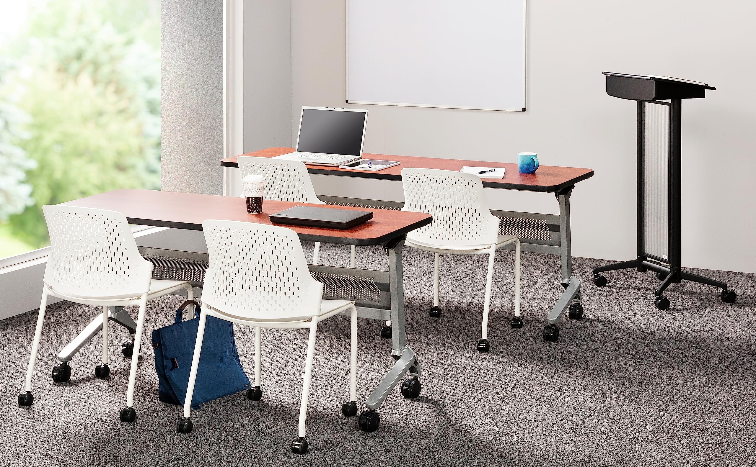 Safco Products 8912BL Mobile Lectern with Stoarge, Ideal for Office and Classroom Presentations, 4 Locking Wheels, Black