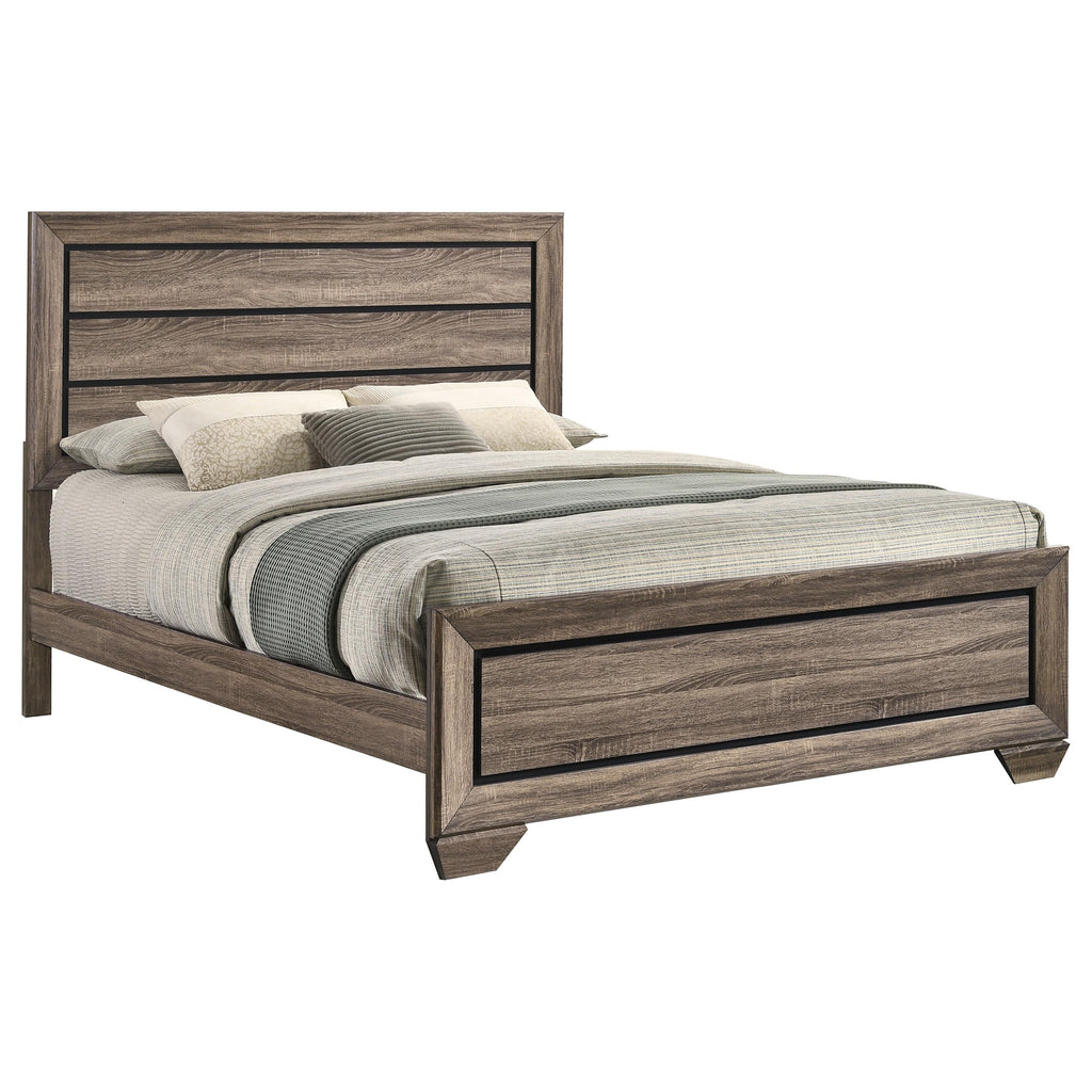 Coaster Home Furnishings Kauffman Transitional Wood Queen Size Panel Bed Frame 54-inch Headboard Washed Taupe 204191Q
