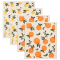 GMIcr  atifs Swedish Dishcloths 4 Pack Yellow Lemons and Oranges Print Reusable Sponges Kitchen Cleaning Cloth Dish Scrubber, Ma