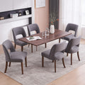 Vknow Wooden Dining Chairs Set Of 6, Modern Fabric Upholstered Dining Room Chair Kitchen Chairs, Farmhouse Dinner Chair For Kitc