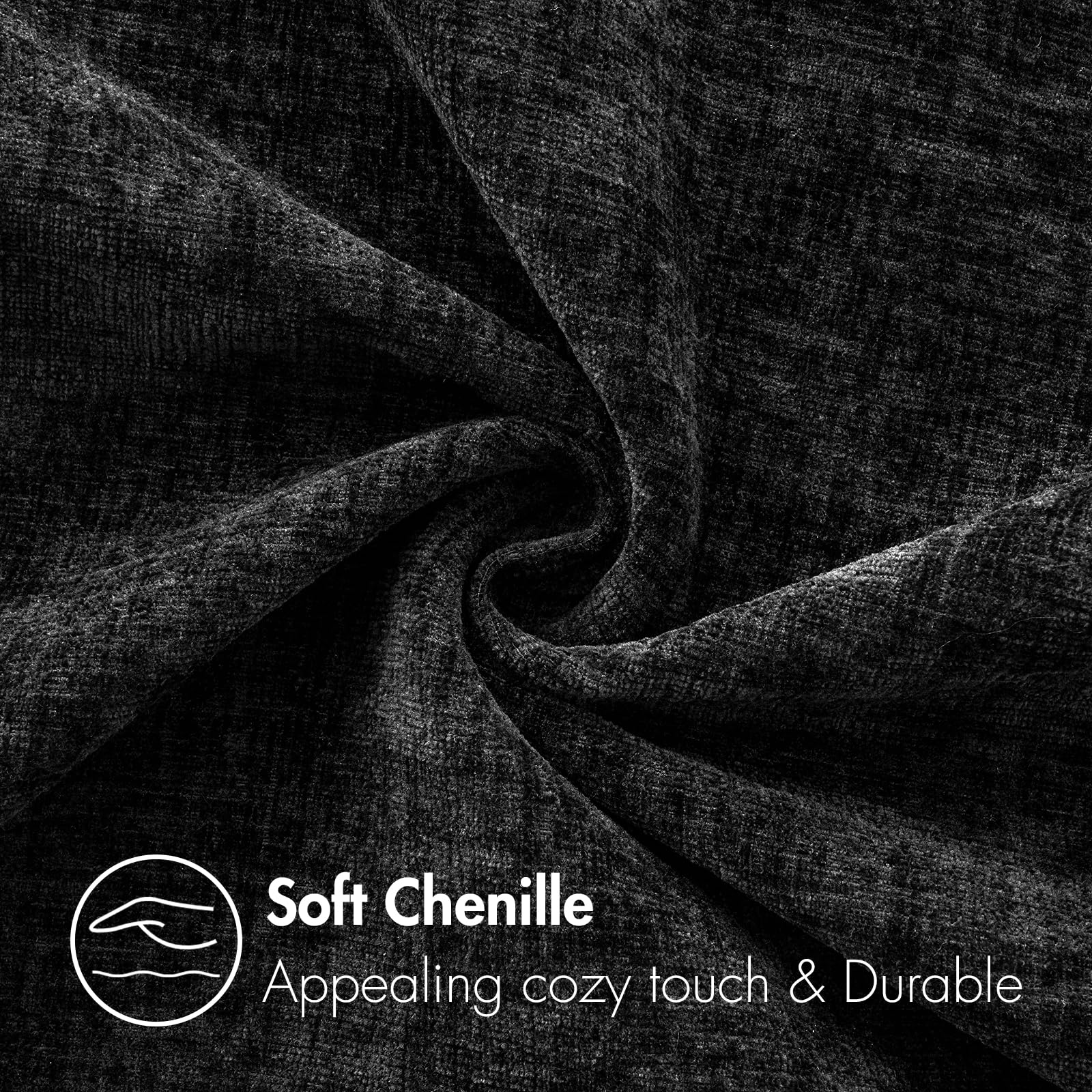 Miulee Halloween Pack Of 2 Couch Throw Pillow Covers 18X18 Inch Soft Black Chenille Pillow Covers For Sofa Living Room Solid Dye