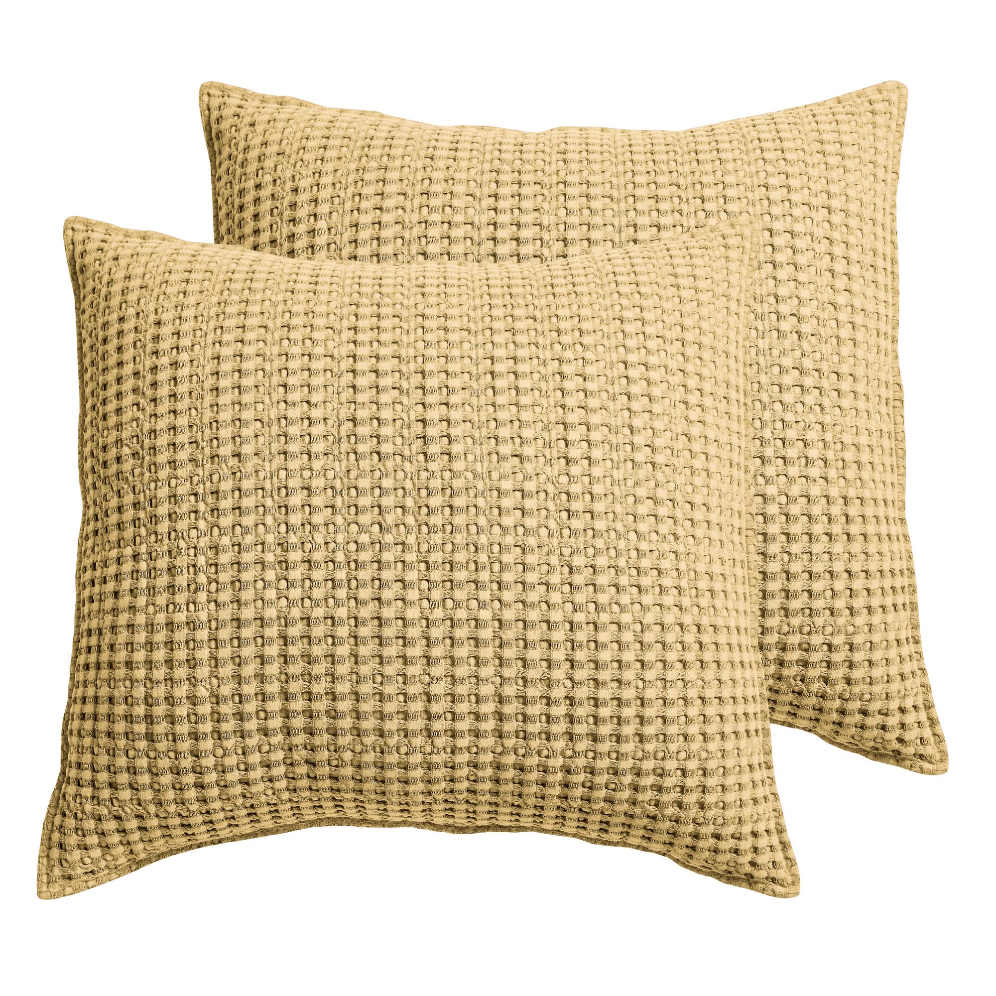 Levtex Home - Mills Waffle - Euro Sham (Set Of Two) - Ochre - Sham Size (26 X 26In)