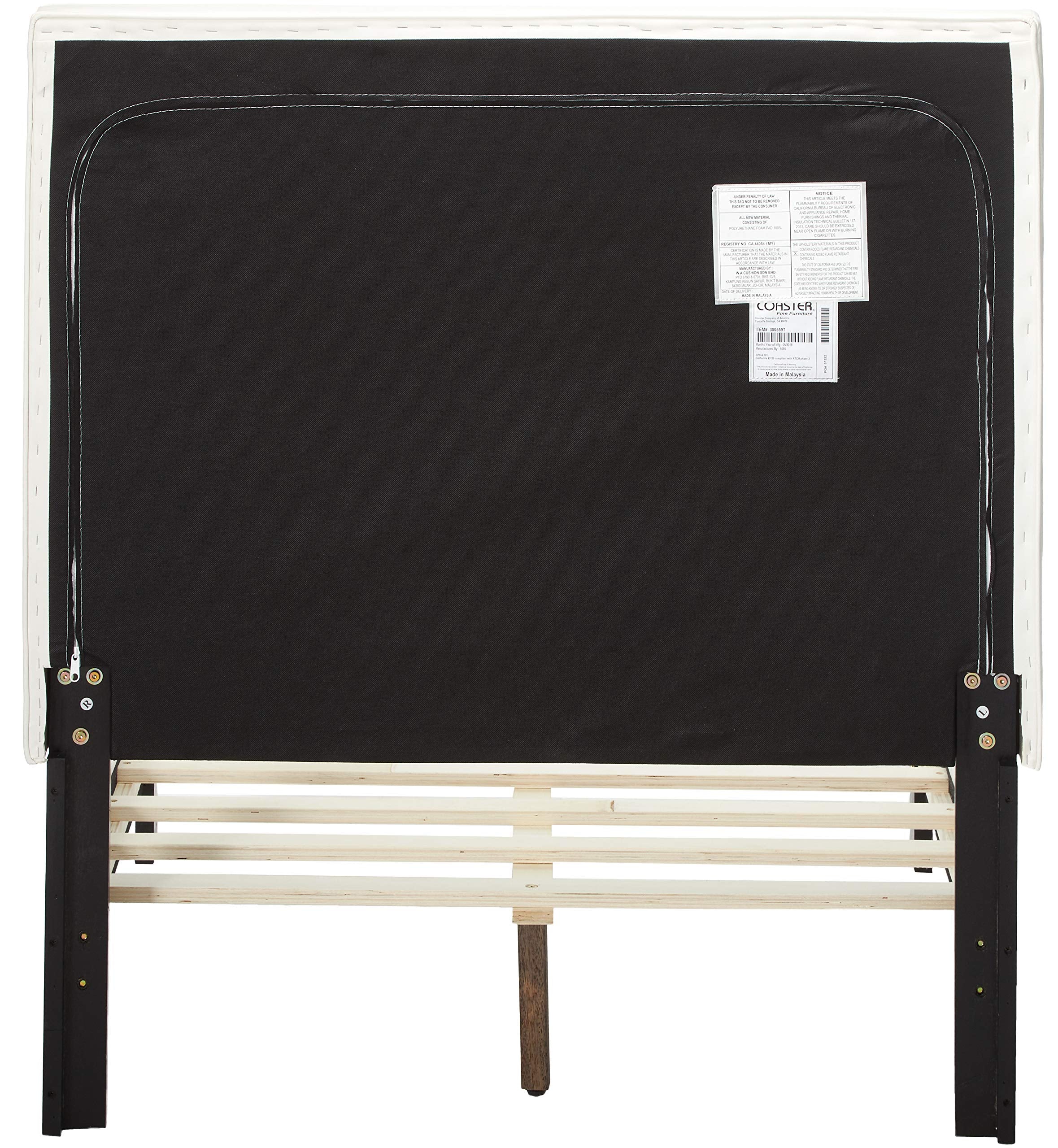 Coaster Home Furnishings Mauve Transitional Leatherette Upholstered Twin Size Panel Bed Frame Platform Bed 47-inch Headboard White 300559T