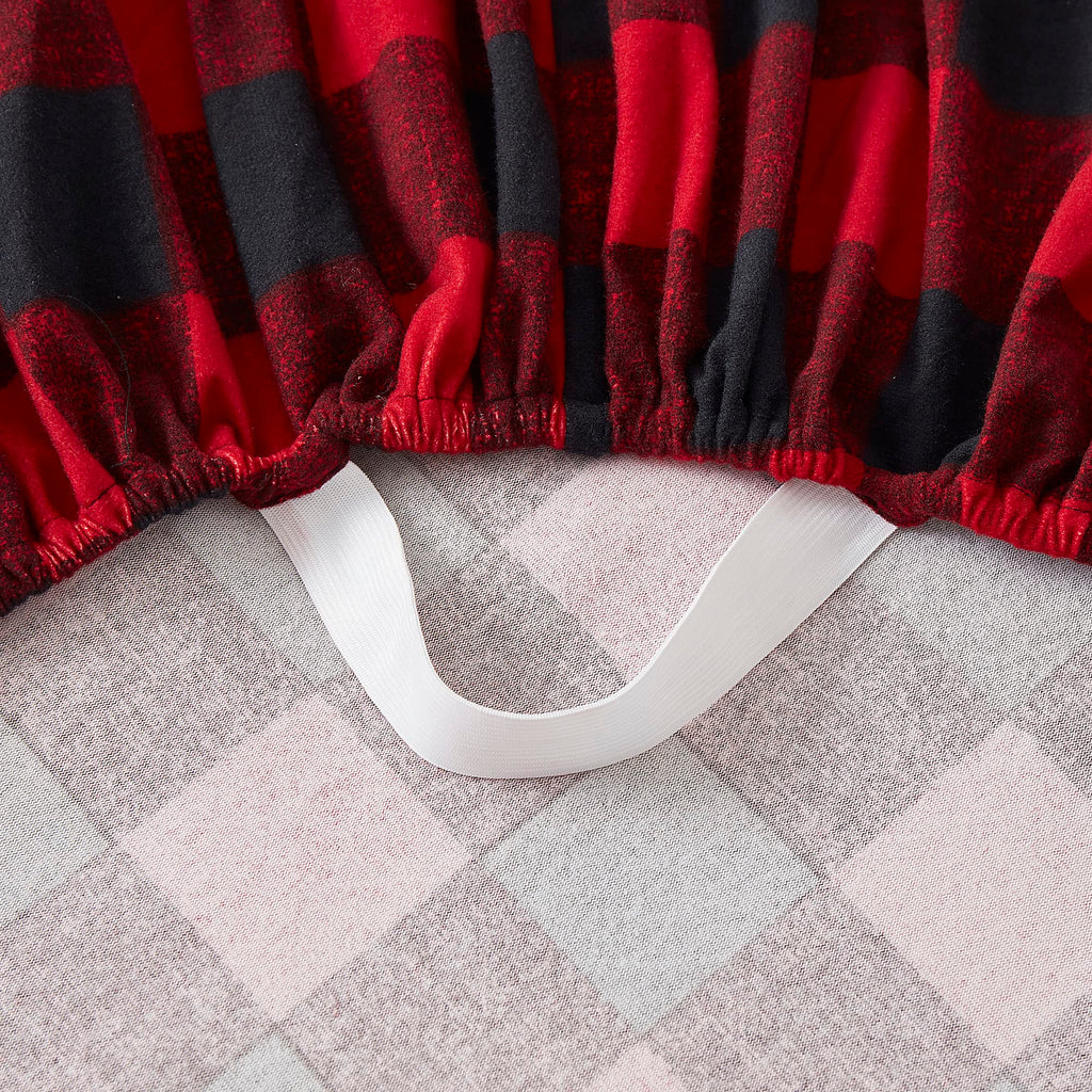 Flannel Sheets Warm And Cozy Deep Pocket Breathable All Season Bedding Set With Fitted, Flat And Pillowcases, Twin, Buffalo Check Plaid Burgundy
