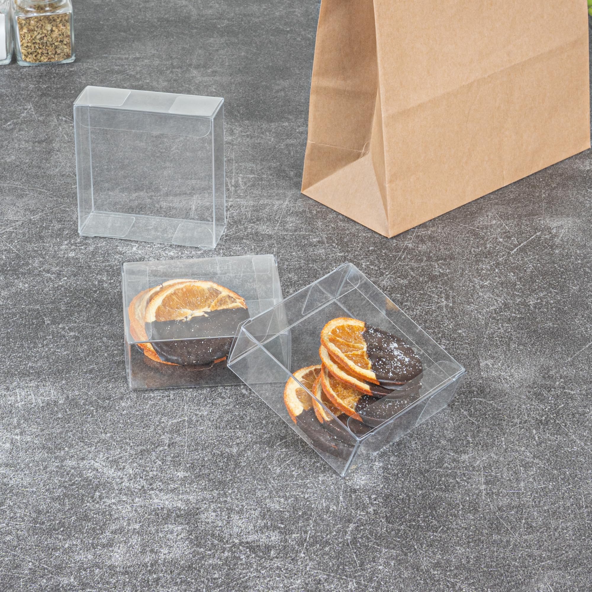 Restaurantware Sweet Vision 3.3X1.2 Inch Wedding Favor Boxes,100 Square Transparent Candy Boxes-For Weddings,Baby Showers,Birthd