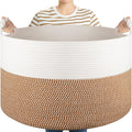 OIASKET XXL Large Blanket Storage Basket for Living Room, 105L Woven Cotton Rope Basket with Handles, Baby Toy Storage, Laundry 