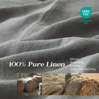 Simple&Opulence 100% Linen Duvet Cover Set, 3 Pcs Pure Natural French Flax Ultimate Grey Duvet Cover King Size, Breathable Soft