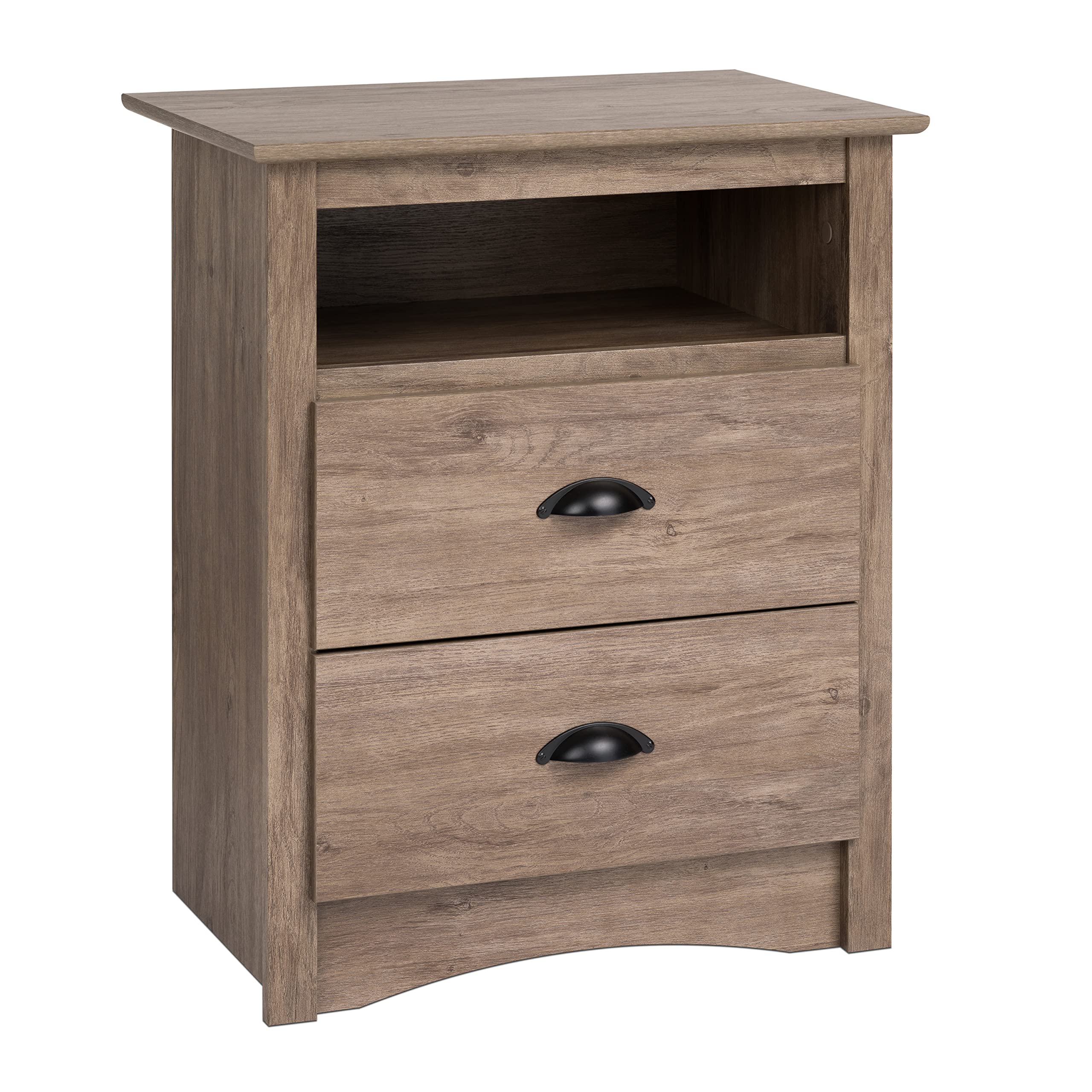 Prepac'S Fremont 2 Drawer Nightstand: Elegant Bedroom Furniture, Bedside Table With Open Shelf, 23.25'W X 16'D X 28'H, Drifte