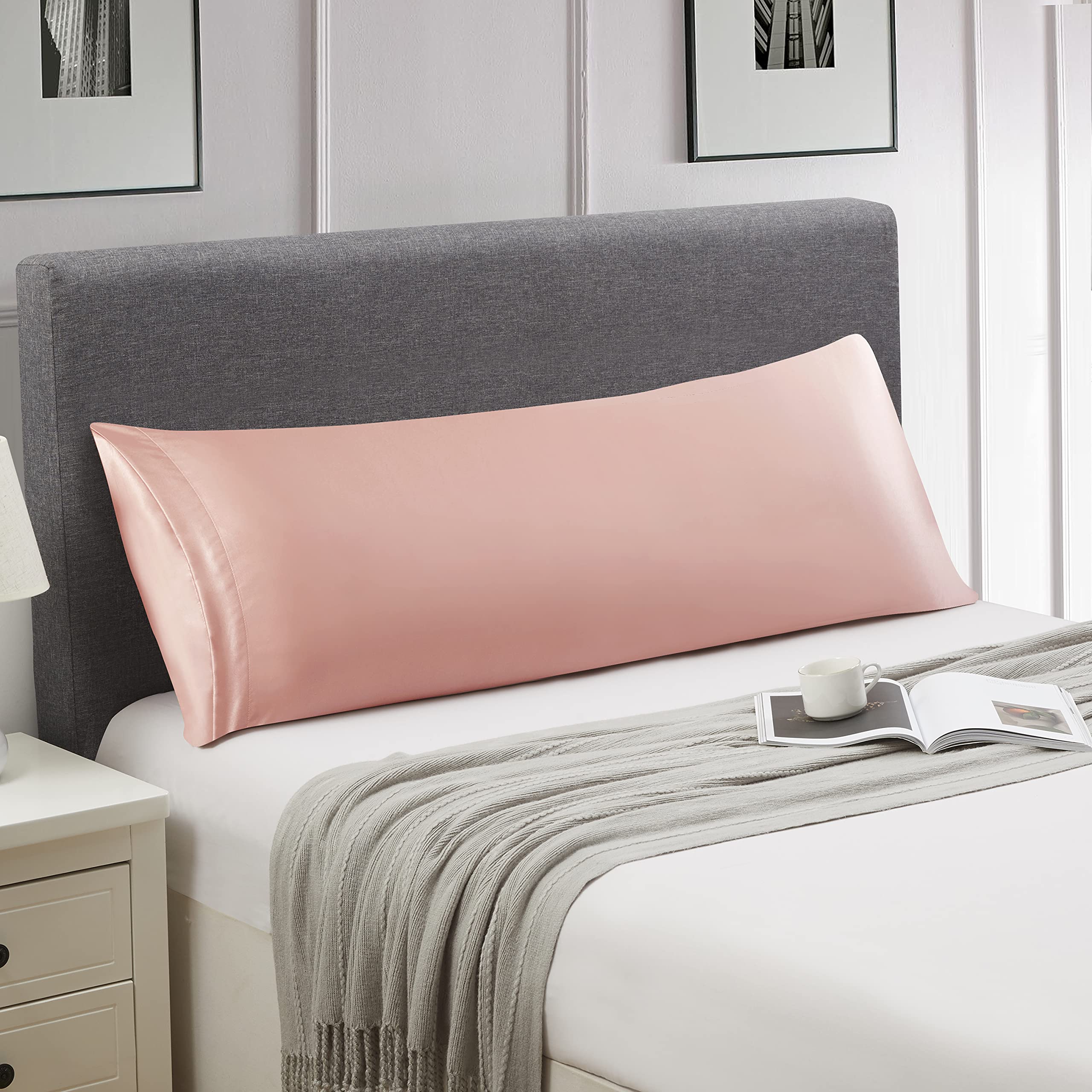 Ersmak Satin Body Pillow Cover, 20X54 Inches Champagne Ultra Soft Satin Body Pillow Case For Hair And Skin, Silky Slip Cooling L