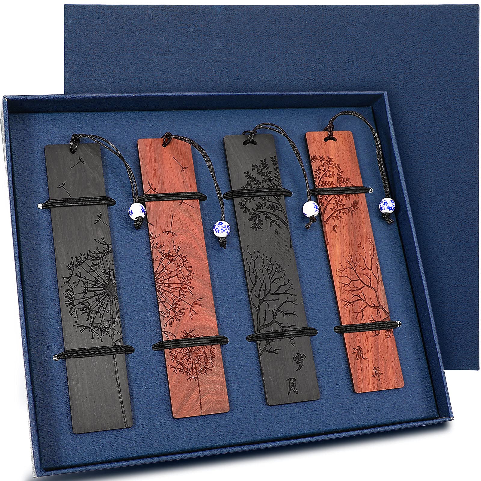 4 Pieces Wood Bookmark Vintage Bookmark Gift Craft Book Mark Book Lovers Handmade Natural Wooden Carving Bookmarker Ideal For Bi