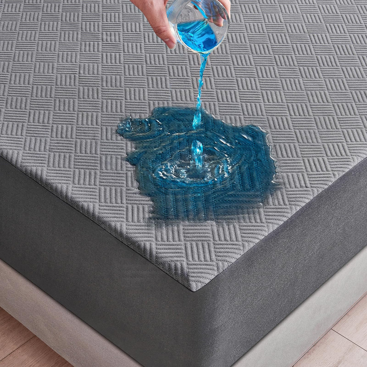 Full Mattress Protector Waterproof, Breathable 3D Air Fabric Noiseless Bed Cover With Deep Pocket 6'-18', Machine Washable Mat