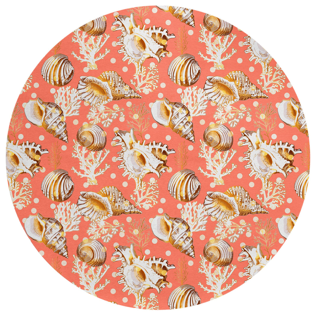 Addison Rugs Surfside Asr36 Peach 8' X 8' Indoor Outdoor Round Rug, Easy Clean, Machine Washable, Non Shedding, Bedroom, Living Room, Dining Room, Kitchen, Patio Rug