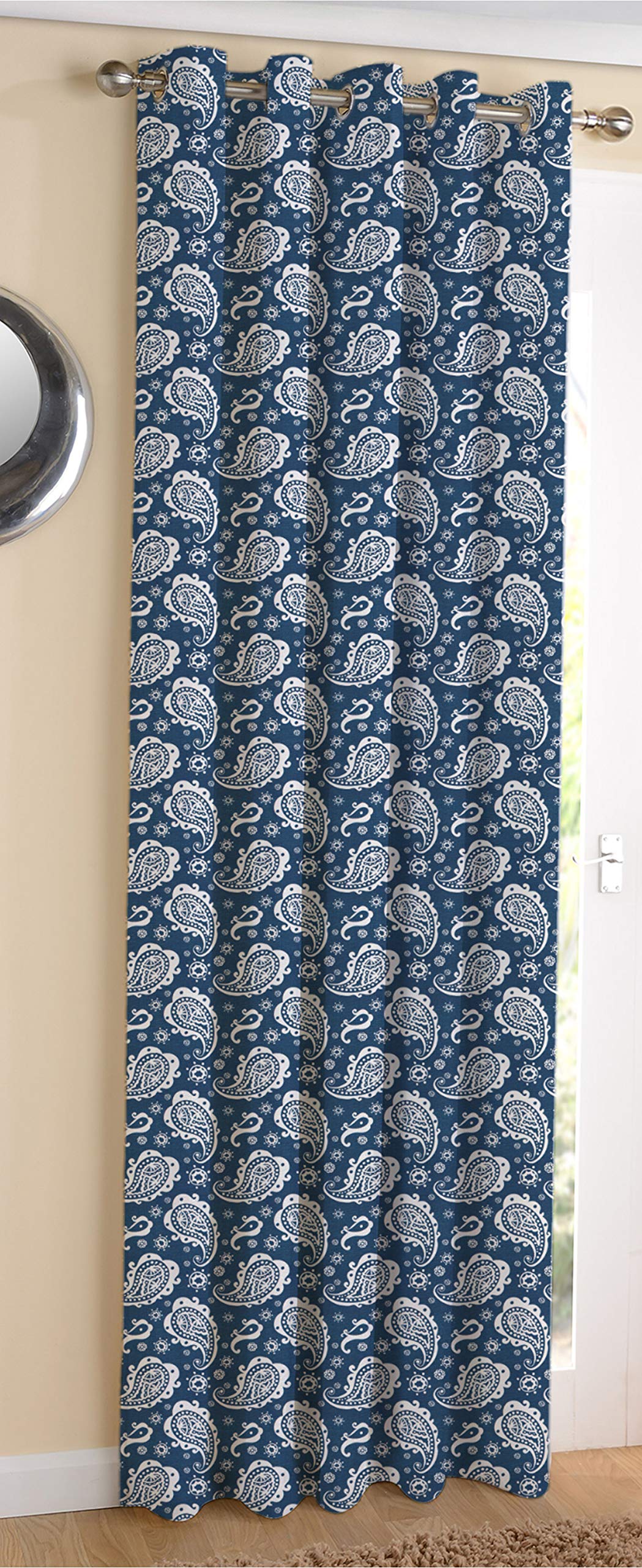 AIRWILL  Cotton Blackout and Room Darkening 9ft Long Door Curtains Pack of 1 pc. (Printed  Blue)