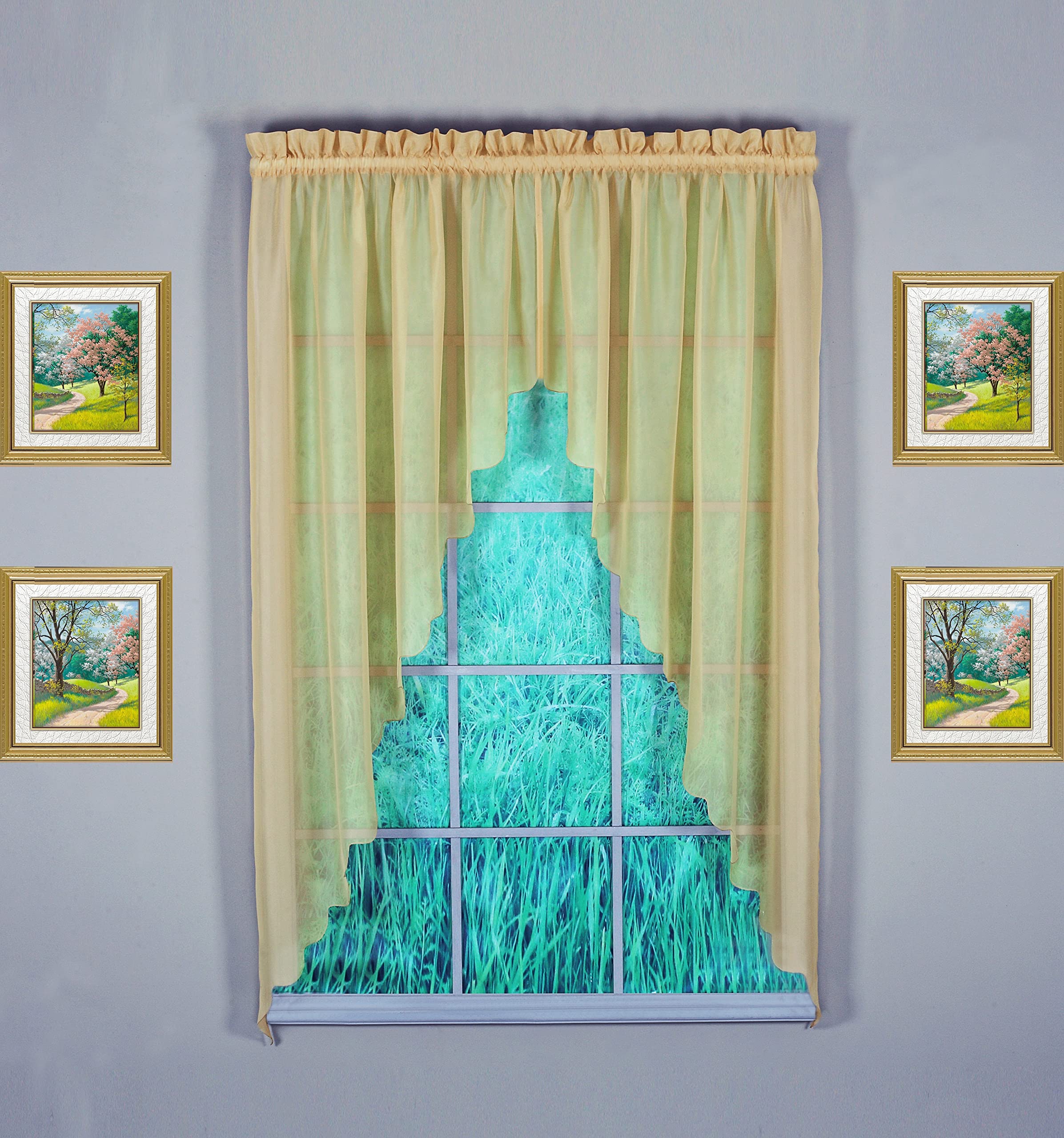 Today'S Curtain Emelia Original Voile Swagger Pair 63', Gold, 90' W X 63' L