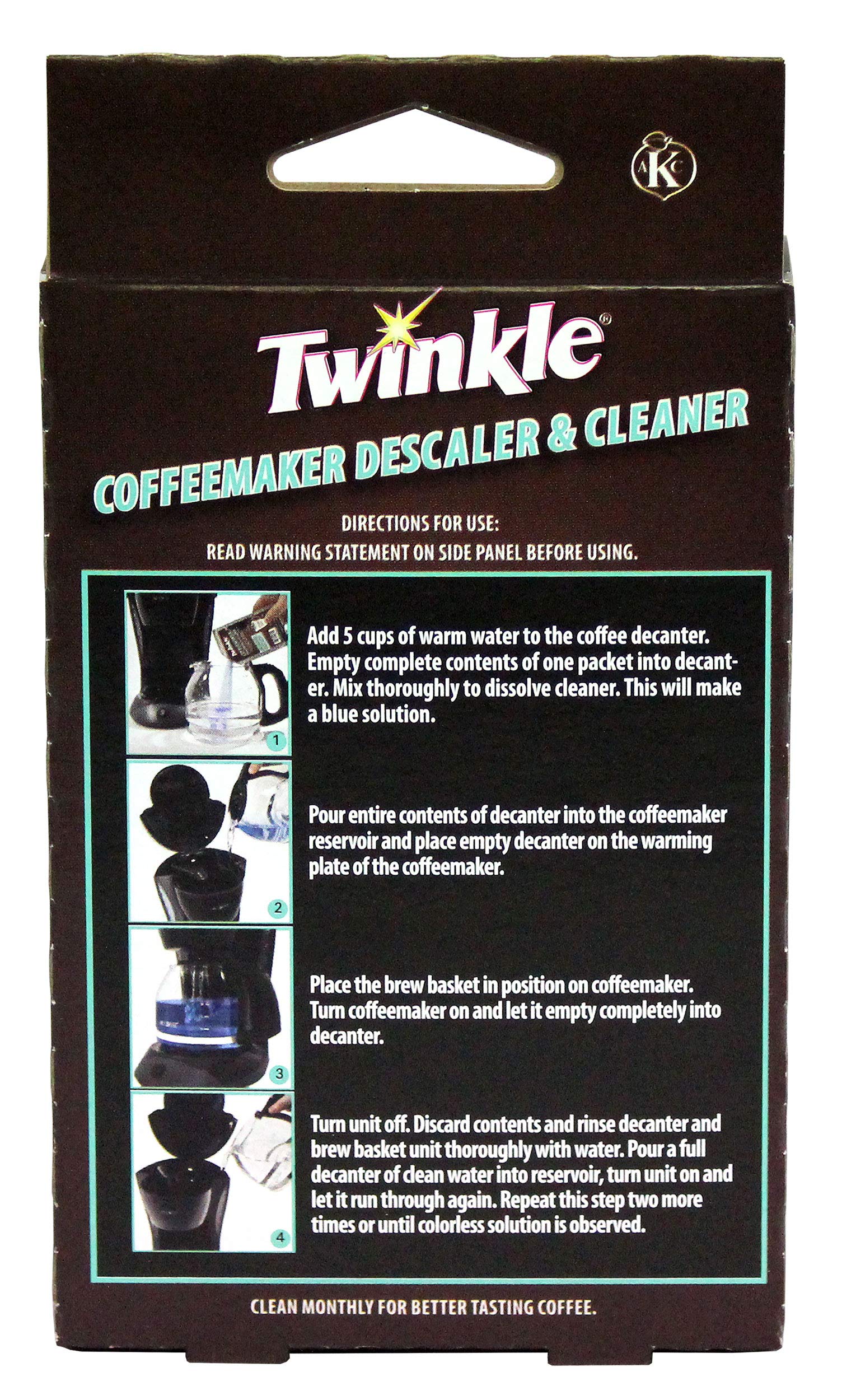 Twinkle Coffeemaker Cleaner & Descaler - Compatible With Mr. Coffee & All Automatic Drip Units - Set Of 2 (Total 4 Packets)