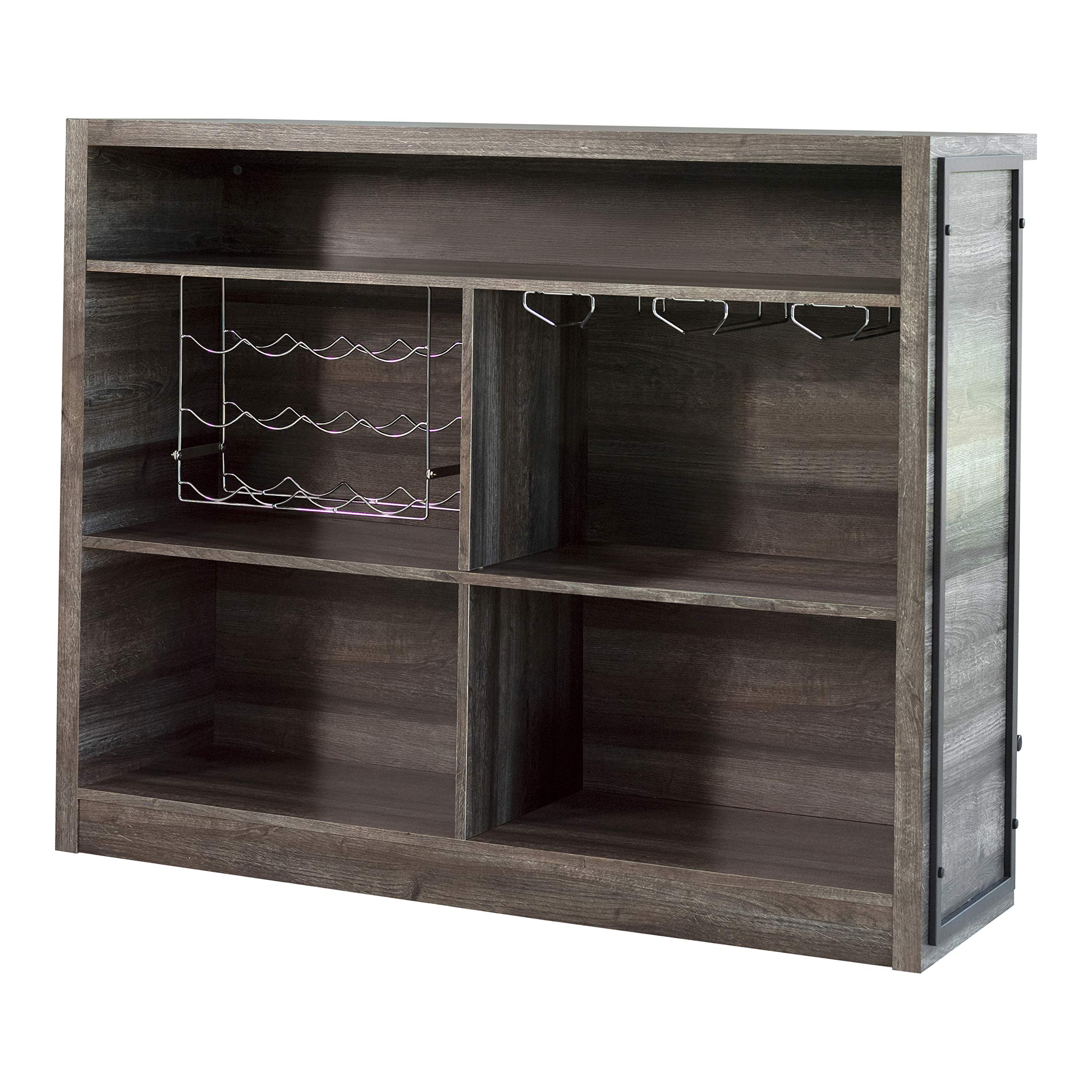 Coaster Home Furnishings Joe Rustic Farmhouse 5-Shelf Home Bar Unit Wine Liquor Storage Cabinet Aged Oak 182071