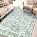 Vhong Boho Area Rugs Vintage Washable Modern Neutral Large Carpet Sage Green 4  6 High Traffic Rugs for Dinning Room Living Room