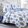 Cozy Line Home Fashions 100% Cotton Paisley Leaf Medallion Navy Blue White Reversible Quilt Bedding Set, Bedspread, Coverlet Lig