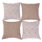 Hpuk Decorative Throw Pillow Covers Set Of 4 Geometric Design Linen Cushion Cover For Couch Sofa Living Room, 20'X20' Inches, Light Brown