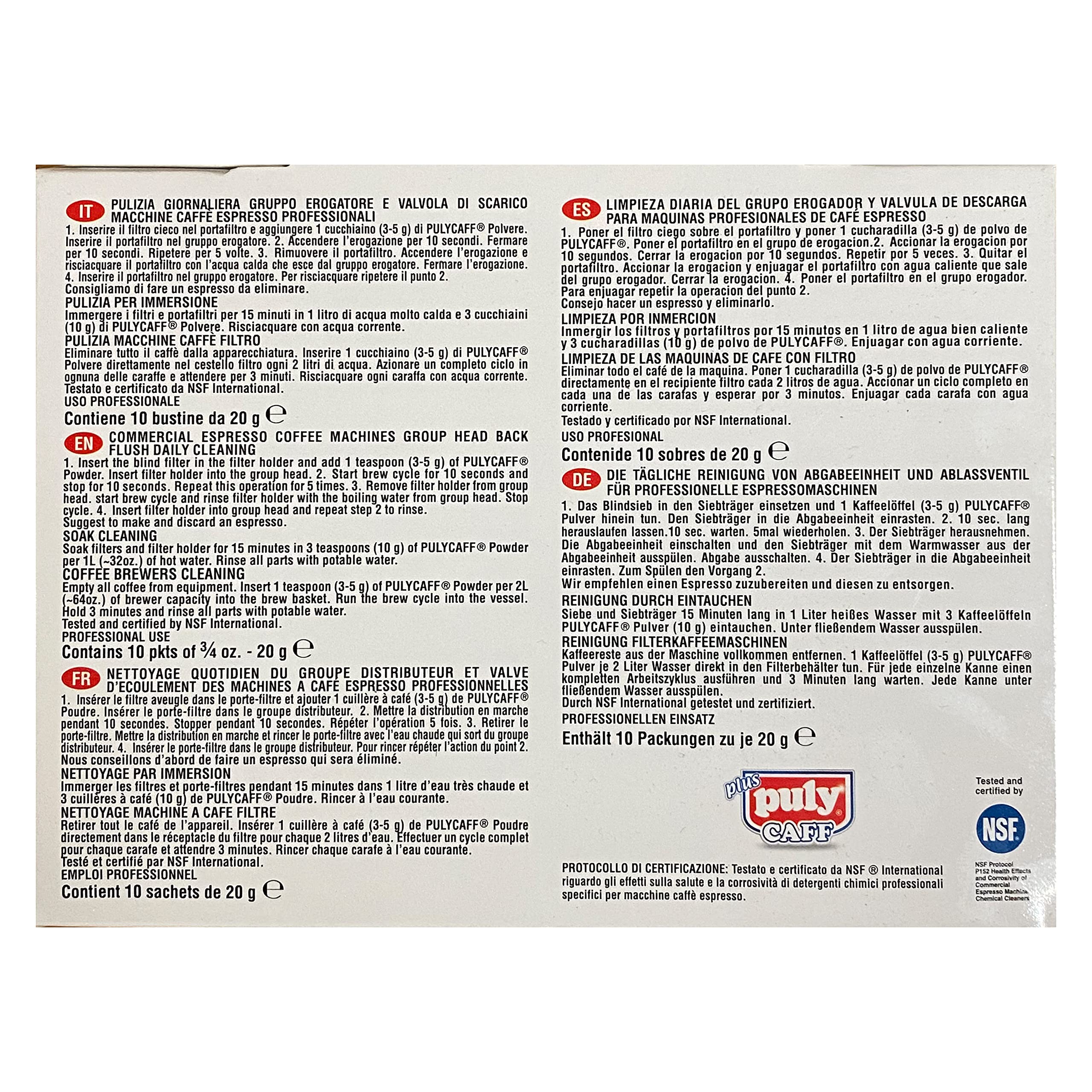 Puly Caff Plus Espresso Machine Cleaner Box Of 10 Packets