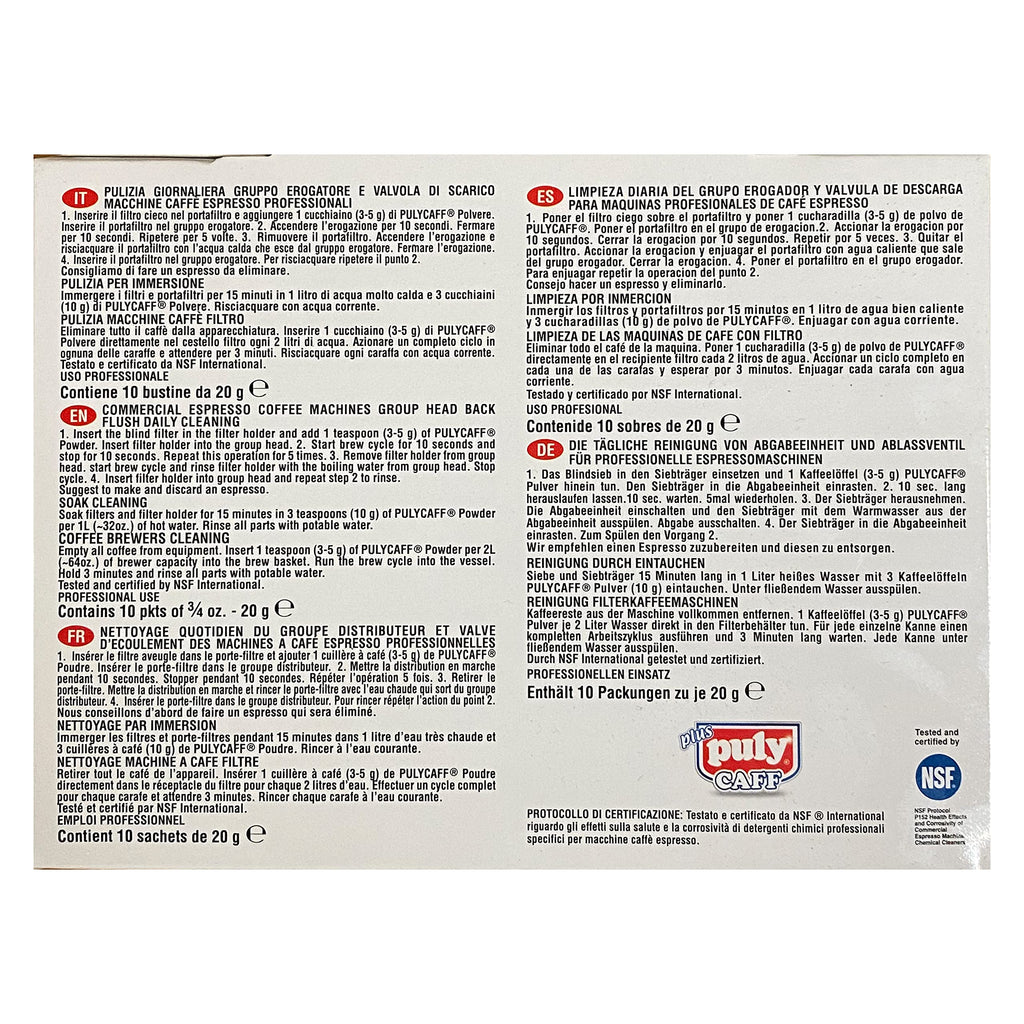 Puly Caff Plus Espresso Machine Cleaner Box Of 10 Packets