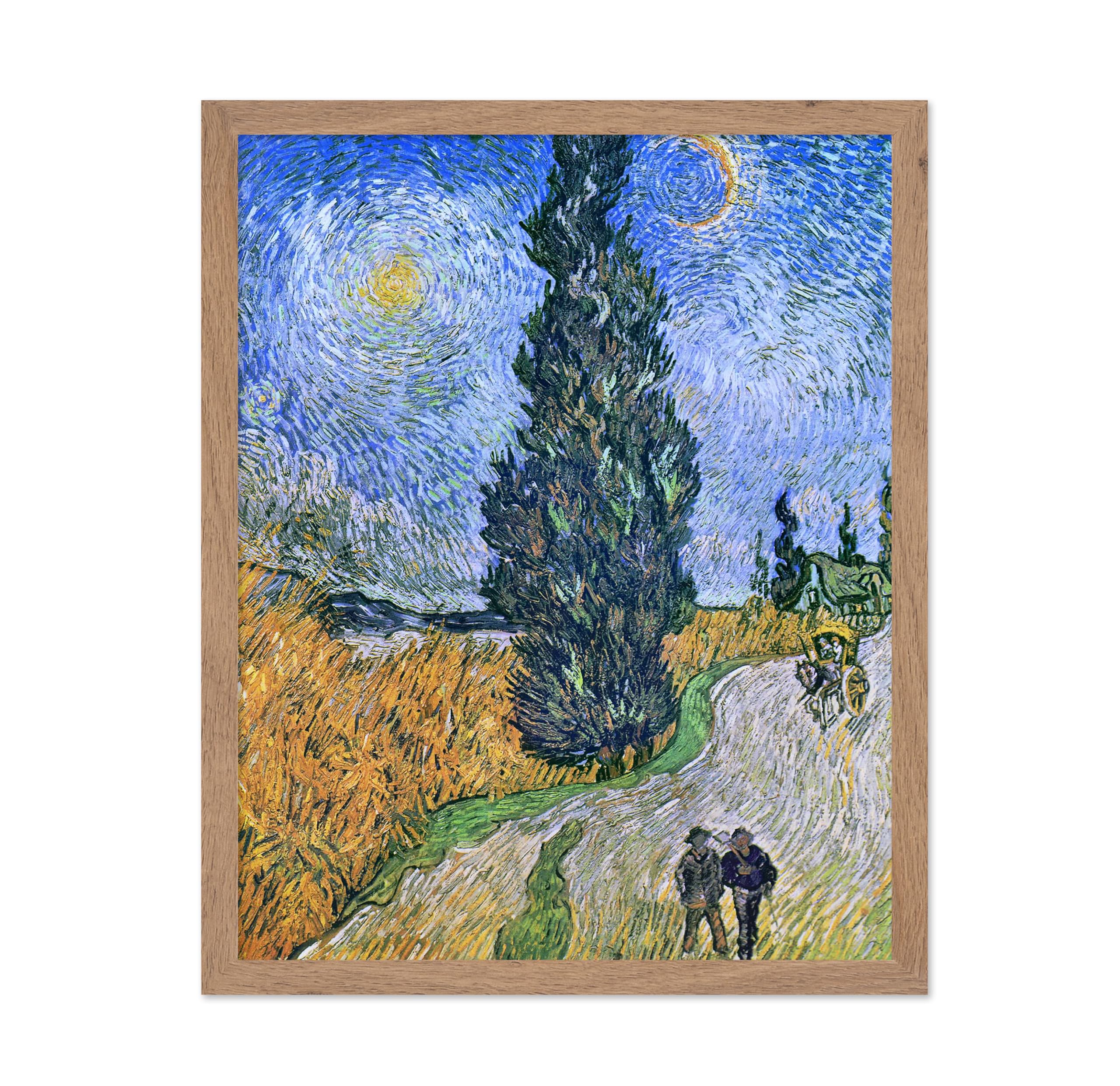 Poster Master Vintage Van Gogh Poster - Retro Impressionism Print - Gift for Artist, Painter - Road with Cypress and Star, Sky, 