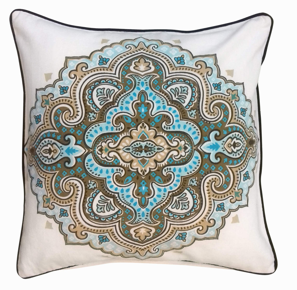 Miyanbazaz Textiles 100% Cotton Duck High Quilty Envelope Cushion Cover With Piping 18 X 18