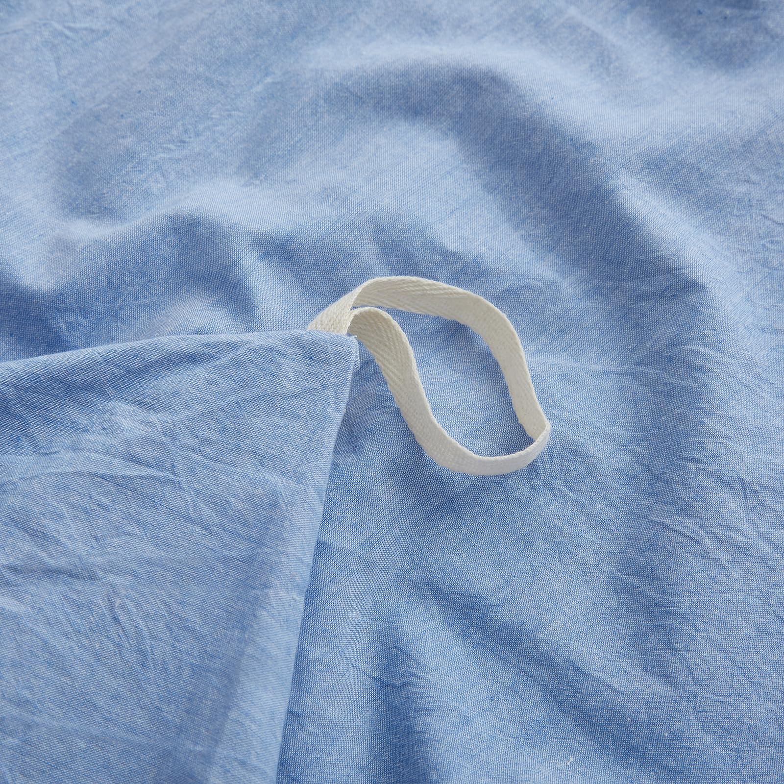 Lovque Light Blue Cotton Duvet Cover Twin Size, Linen Like Natural Bedding Set With Zipper Closure (No Comforter), 68X90 Inches