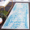 SAFAVIEH Adirondack Collection Runner Rug - 26 x 6, Ivory & Teal, Oriental Distressed Design, Non-Shedding & Easy Care, Ideal 